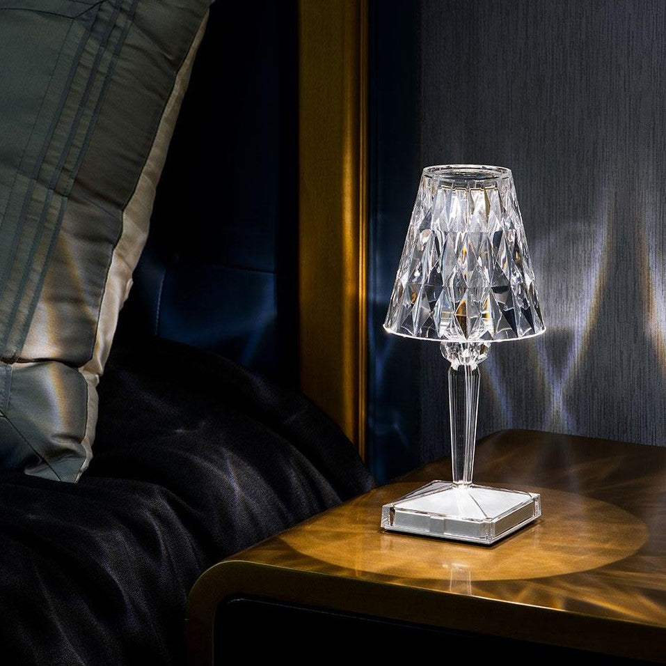 CrystalGlow – Trådlös Kristallbordslampa med Touchkontroll och 3 Ljuslägen
