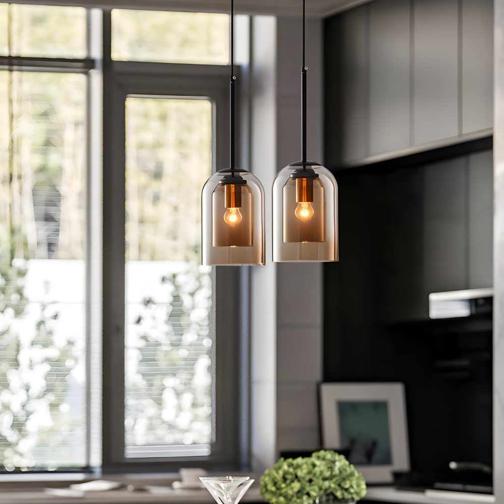 Lumora Duo Pendellampe – Pendel med Dobbelt Glasdesign i Postmoderne Stil
