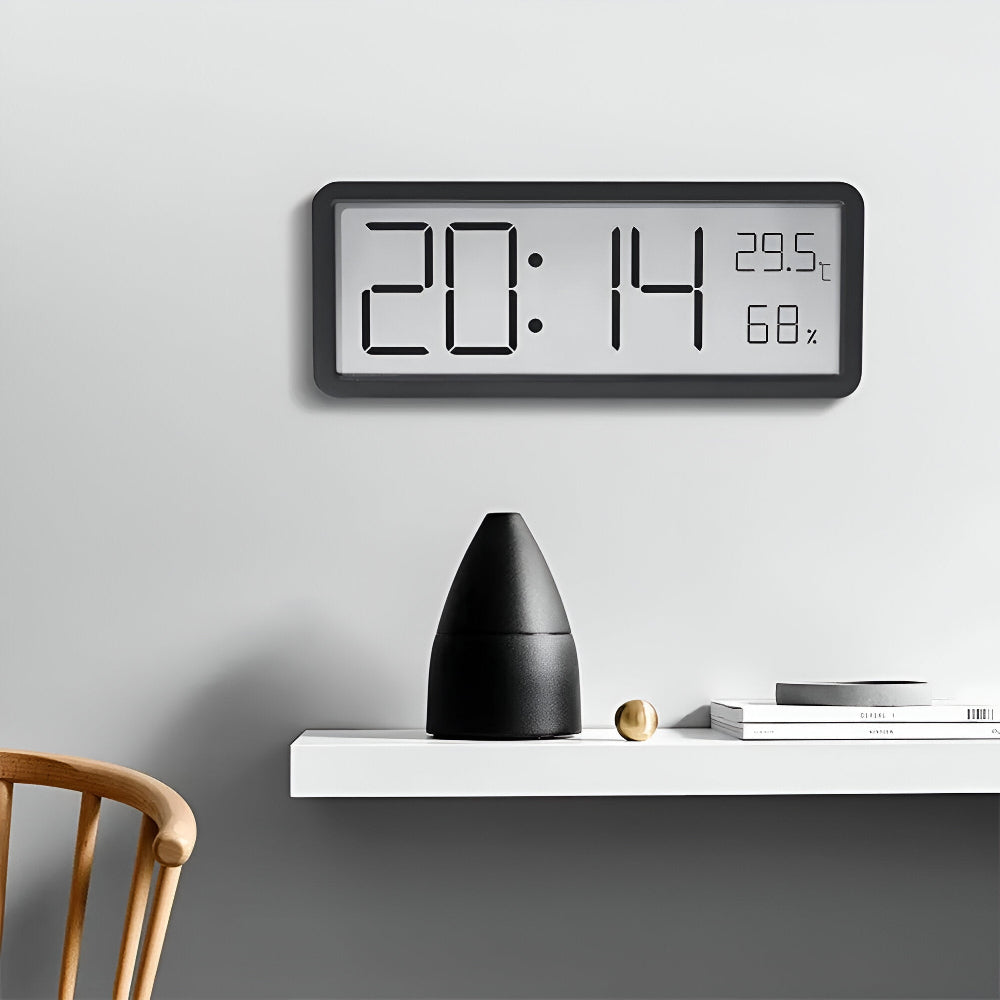 LED vægur med temperatur og luftfugtighed – moderne digital ur