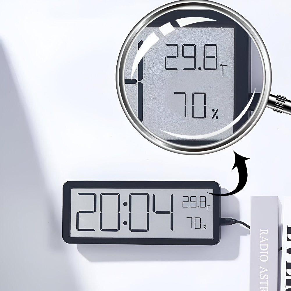 LED vægur med temperatur og luftfugtighed – moderne digital ur