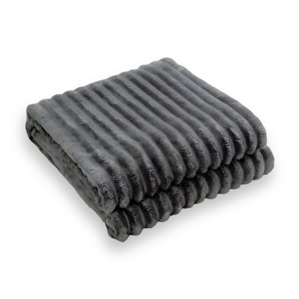 Tyk ribbet fleeceplaid til sofa og seng