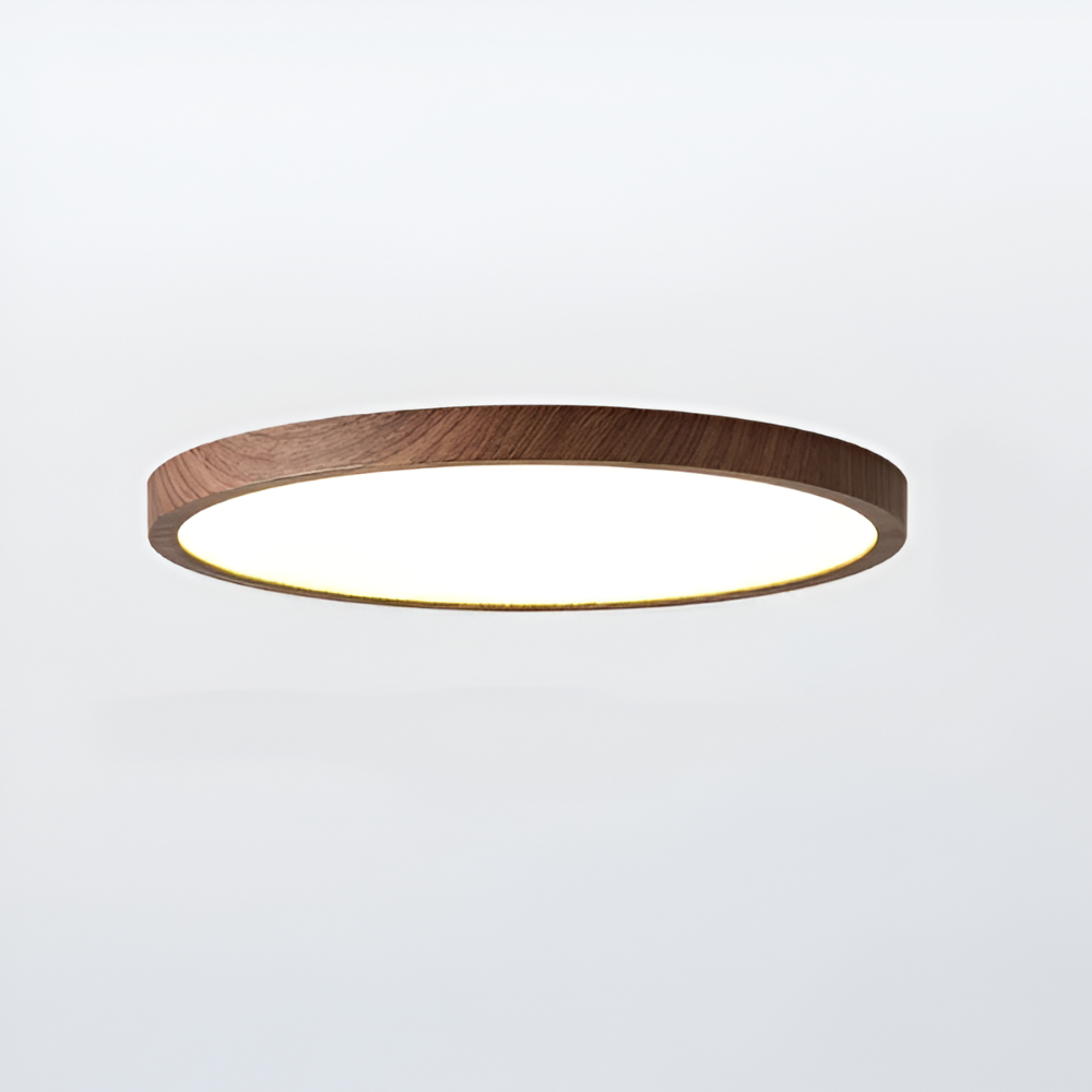 Waleno – Ultratynd Rund Loftlampe med LED og Valnøddeffekt