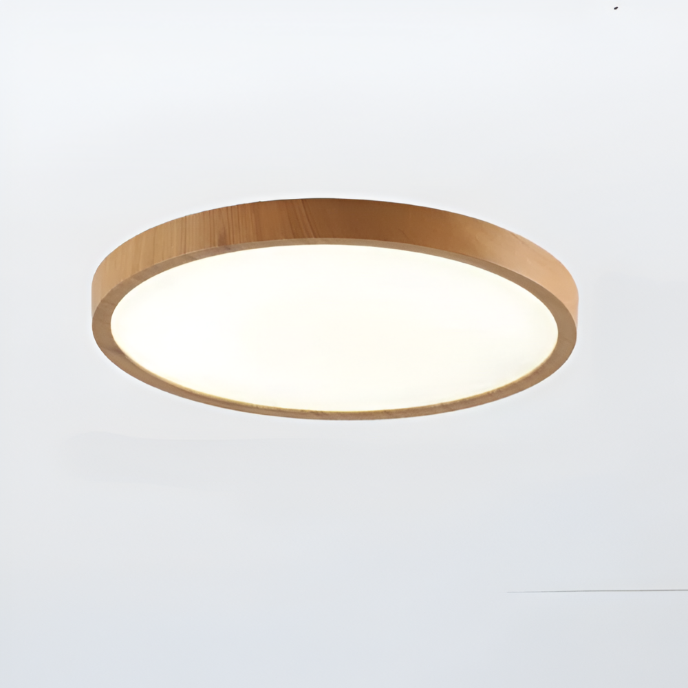 Waleno – Ultratynd Rund Loftlampe med LED og Valnøddeffekt