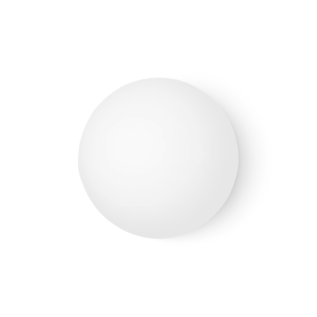 Rund væglampe i hvidt glas – minimalistisk LED lampe med blødt lys