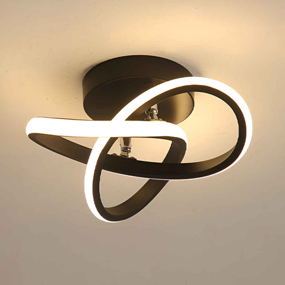 Skulpturel LED-loftlampe med hvirvlende ringe
