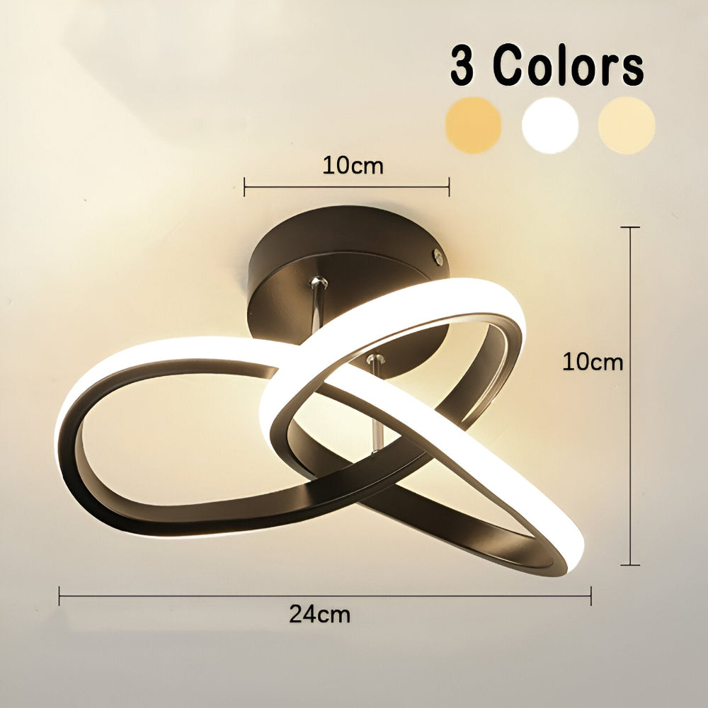 Skulpturel LED-loftlampe med hvirvlende ringe