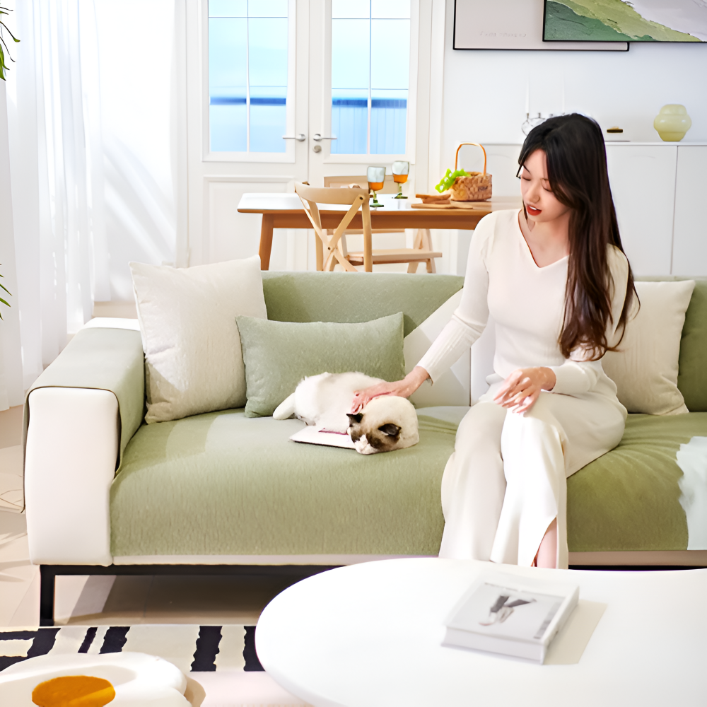 Bomulds sofaovertræk – åndbart betræk med skridsikker bagside