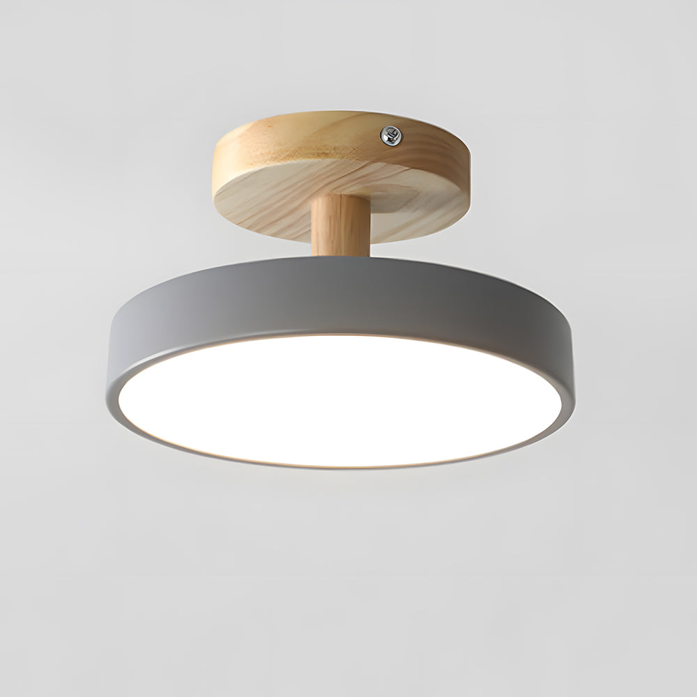 Nörd – Skandinavisk Plafondlampe med Træbase & Blødt Pasteldesign