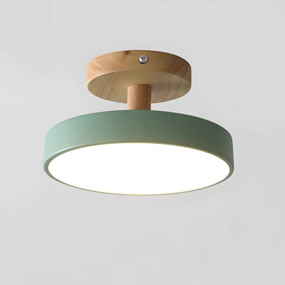 Nörd – Skandinavisk Plafondlampe med Træbase & Blødt Pasteldesign