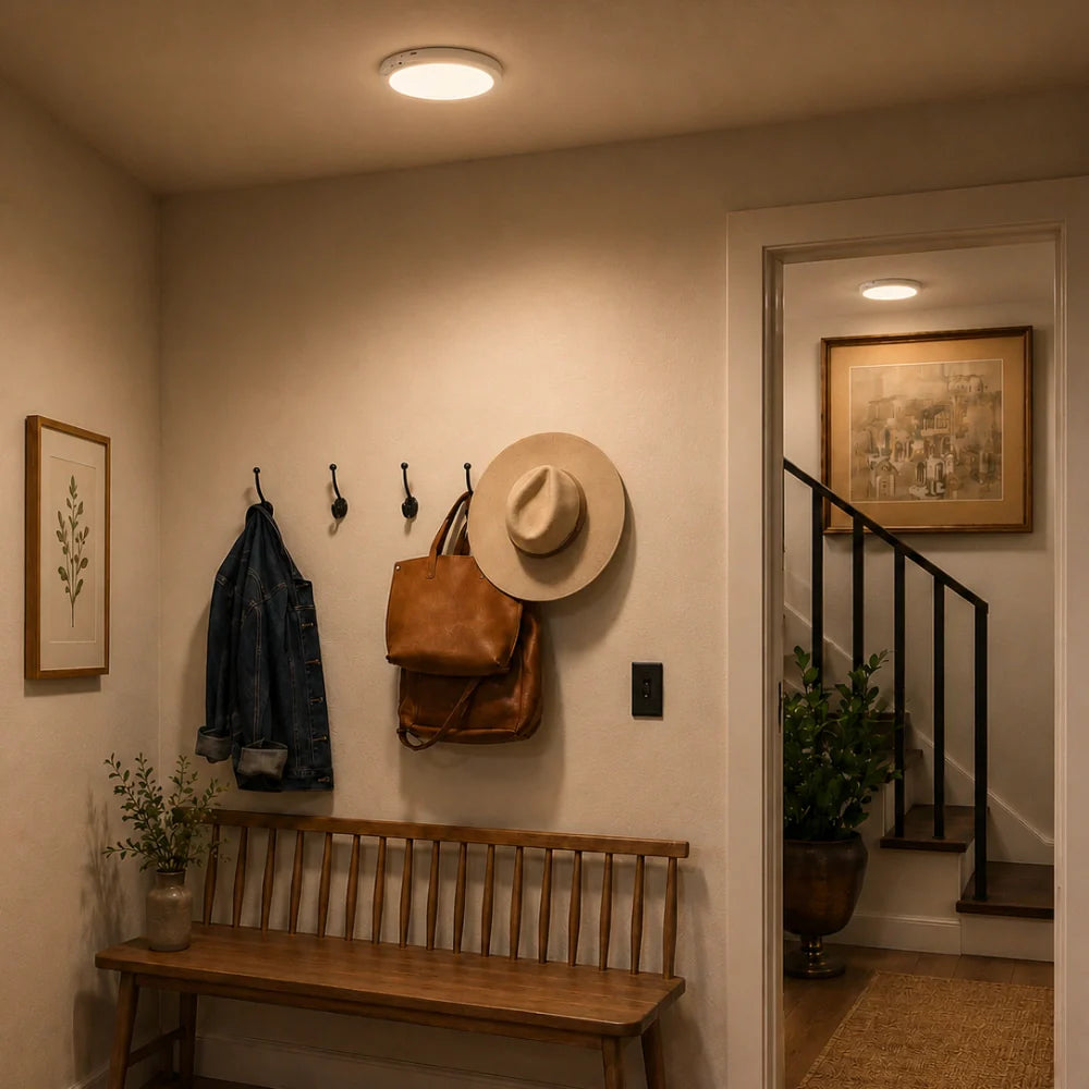 Genopladelig loftlampe med bevægelsessensor