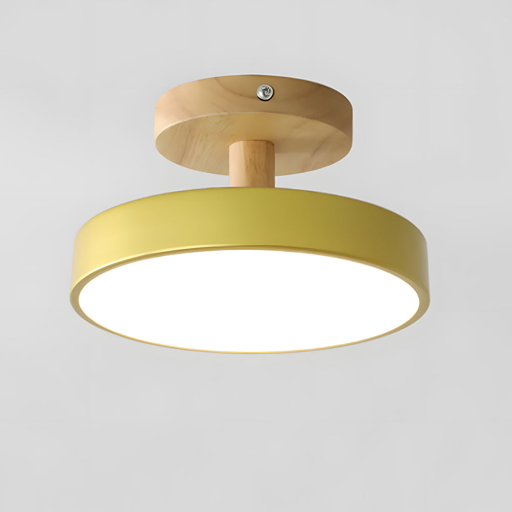Nörd – Skandinavisk Plafondlampe med Træbase & Blødt Pasteldesign