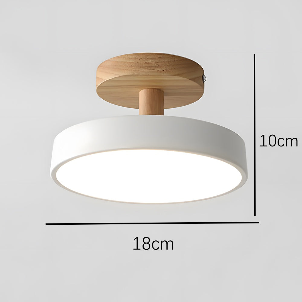 Nörd – Skandinavisk Plafondlampe med Træbase & Blødt Pasteldesign