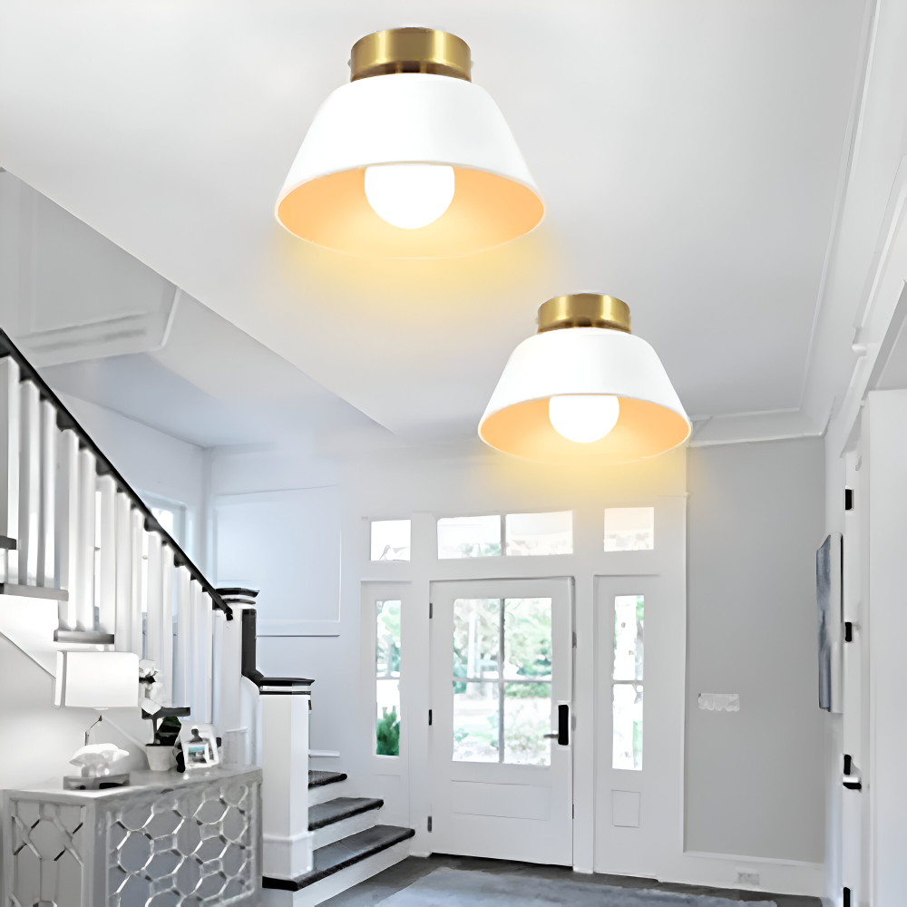 Retro LED-loftlampe i sort og hvid metal