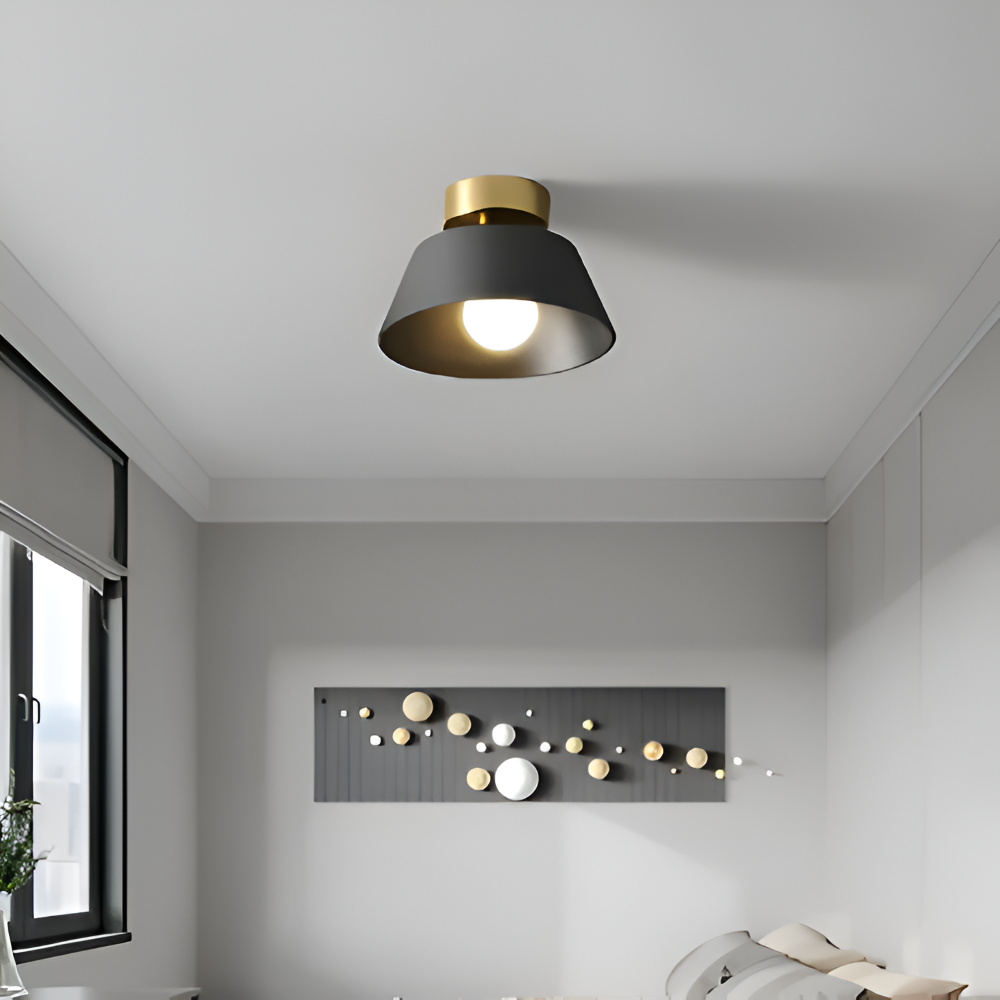 Retro LED-loftlampe i sort og hvid metal