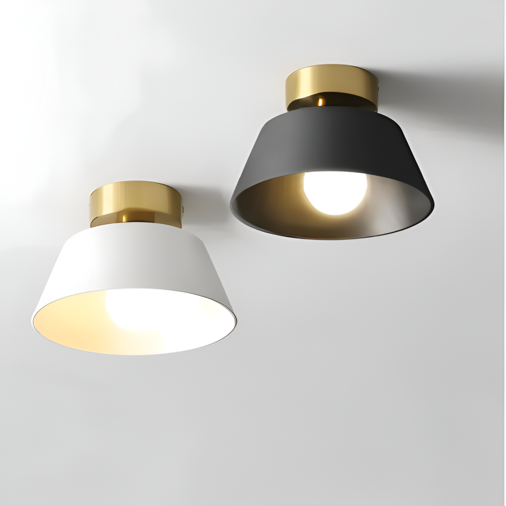 Retro LED-loftlampe i sort og hvid metal