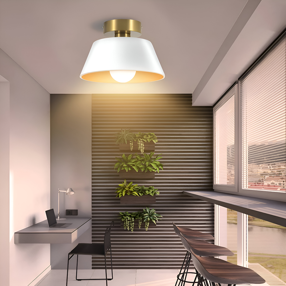 Retro LED-loftlampe i sort og hvid metal