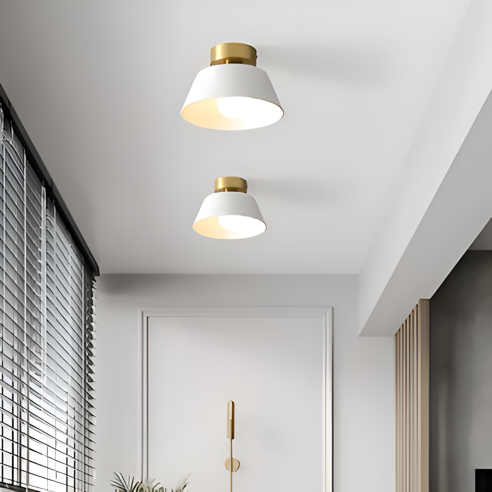 Retro LED-loftlampe i sort og hvid metal
