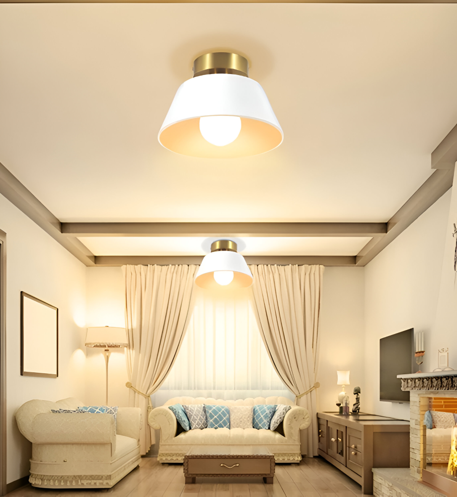 Retro LED-loftlampe i sort og hvid metal