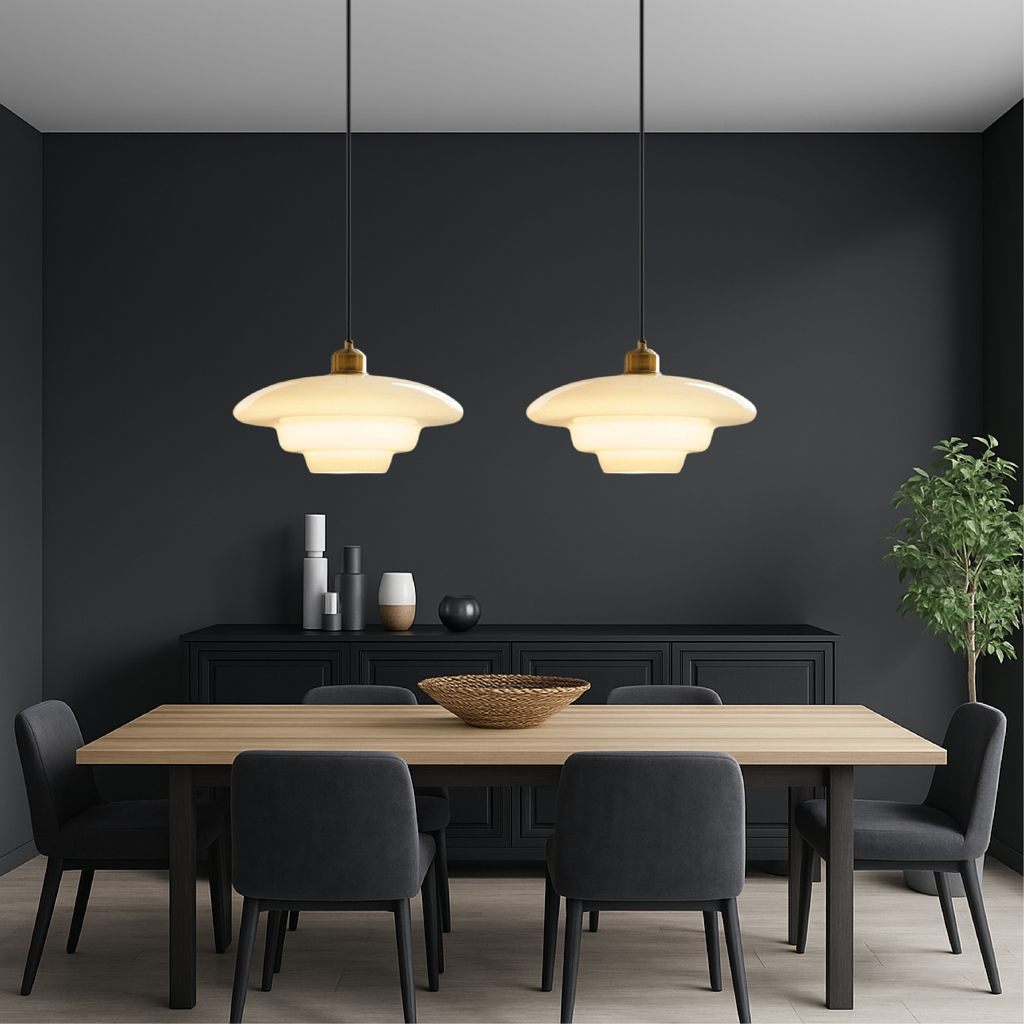 Vintage pendellampe i opalglas