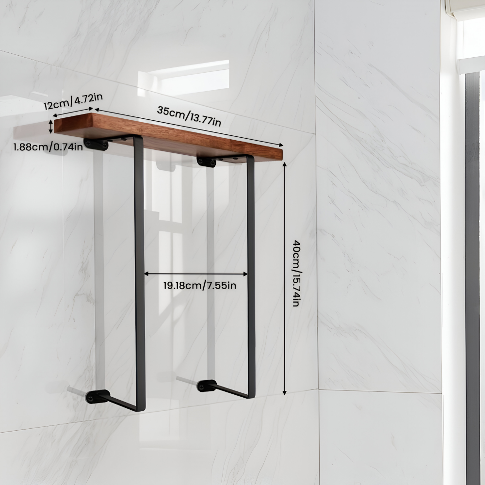 NordLine Duo – Elegant Vægmonteret Dobbelt Håndklædeholder i Træ & Metal