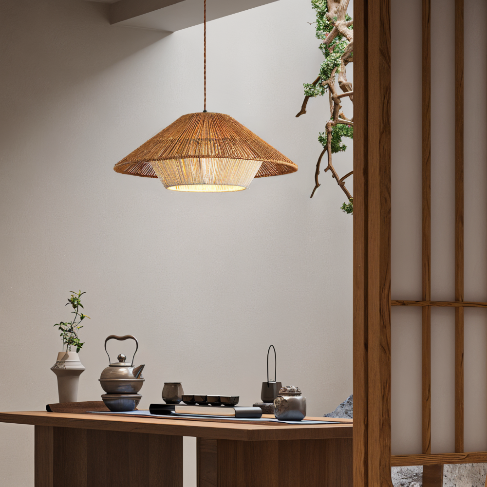 SakuraZen Loftlampe – Japansk Inspireret Pendellampe i Wabi-Sabi Stil