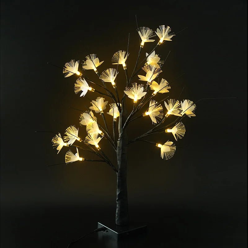 Blomster træ lampe LED – hvid dekorationslampe med varm lys USB/batteri