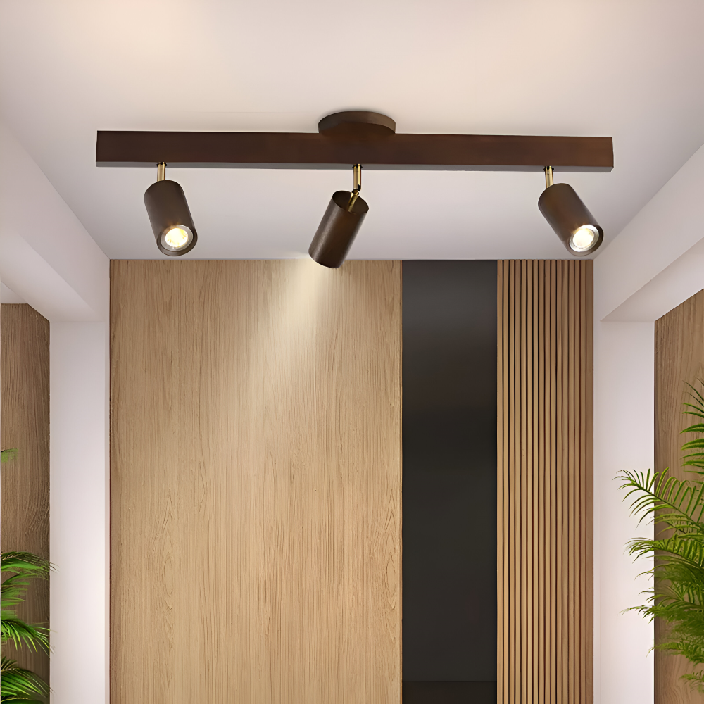 NordBeam – Justerbar Takspot i Trä och Metall med LED-belysning