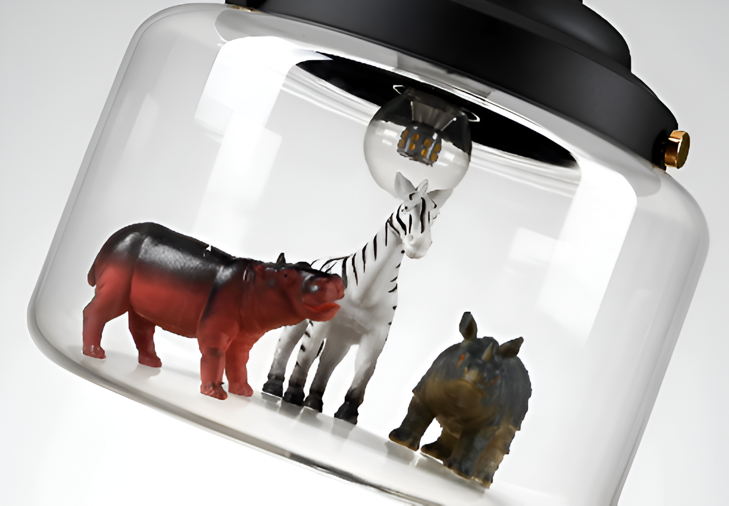 Børne pendel lampe i glas med nordiske dyremotiver