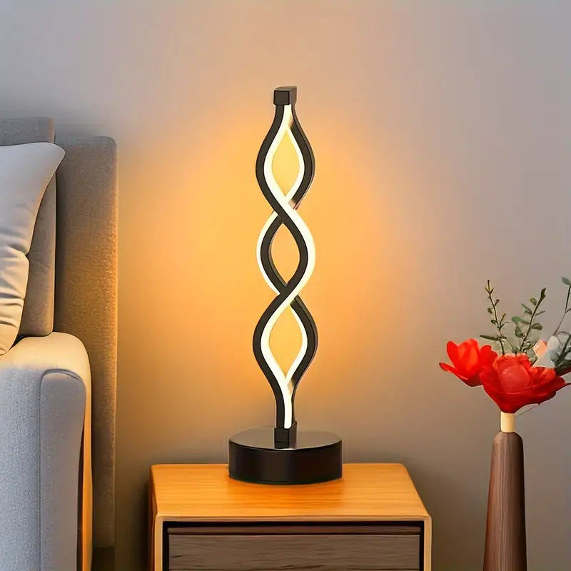 Auréno – Sort Genopladelig Spiralbordlampe med Dæmpbar Belysning