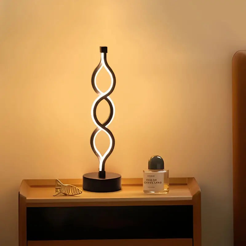 Auréno – Sort Genopladelig Spiralbordlampe med Dæmpbar Belysning