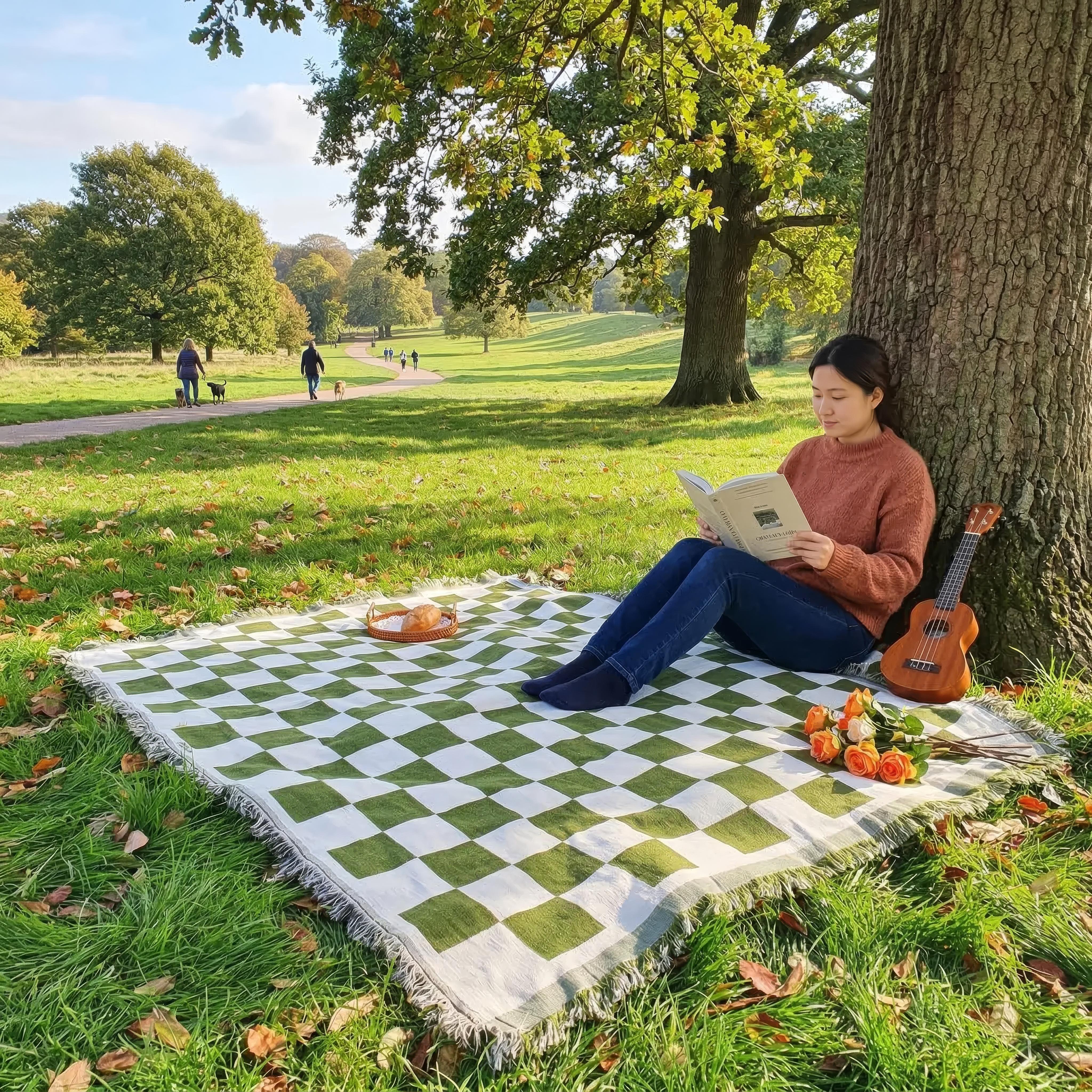 Ternet picnicplaid i mikrofiber – 130 × 180 cm