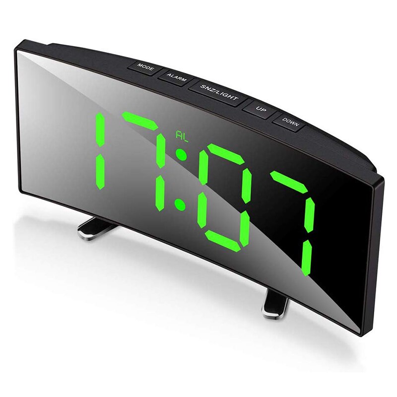 Digitalt vækkeur med buet LED-display