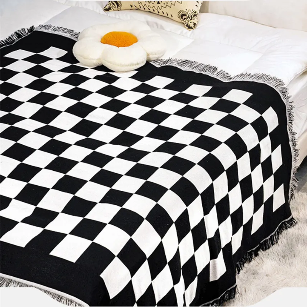 Ternet picnicplaid i mikrofiber – 130 × 180 cm