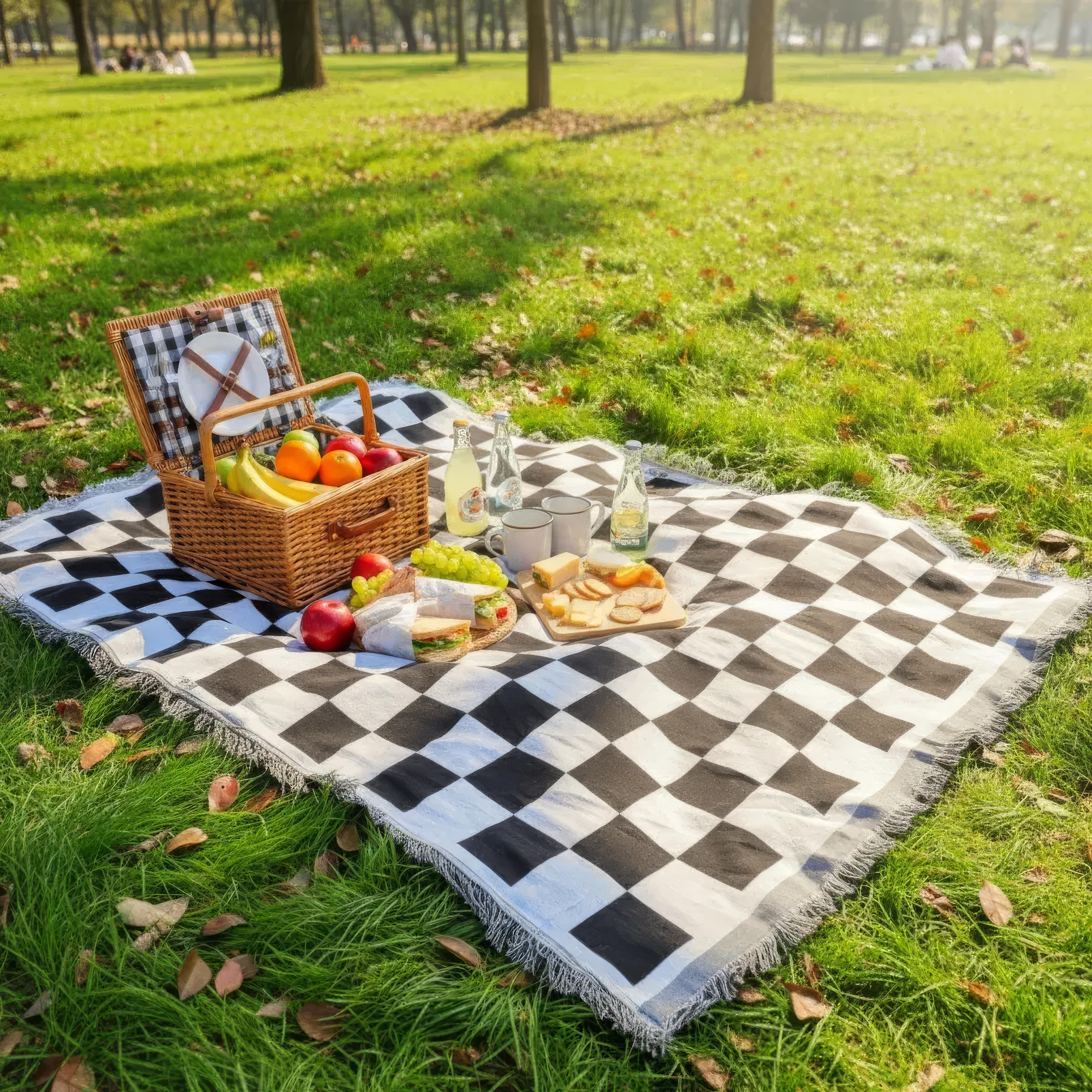 Ternet picnicplaid i mikrofiber – 130 × 180 cm