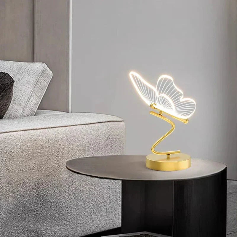 Moderne LED-bordlampe i jern og akryl