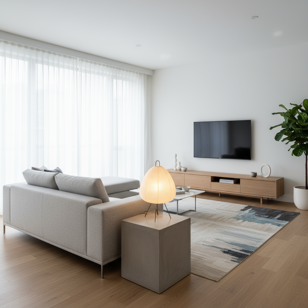Japansk bordlampe i rispapir – LED lampe med harmonisk Japandi design